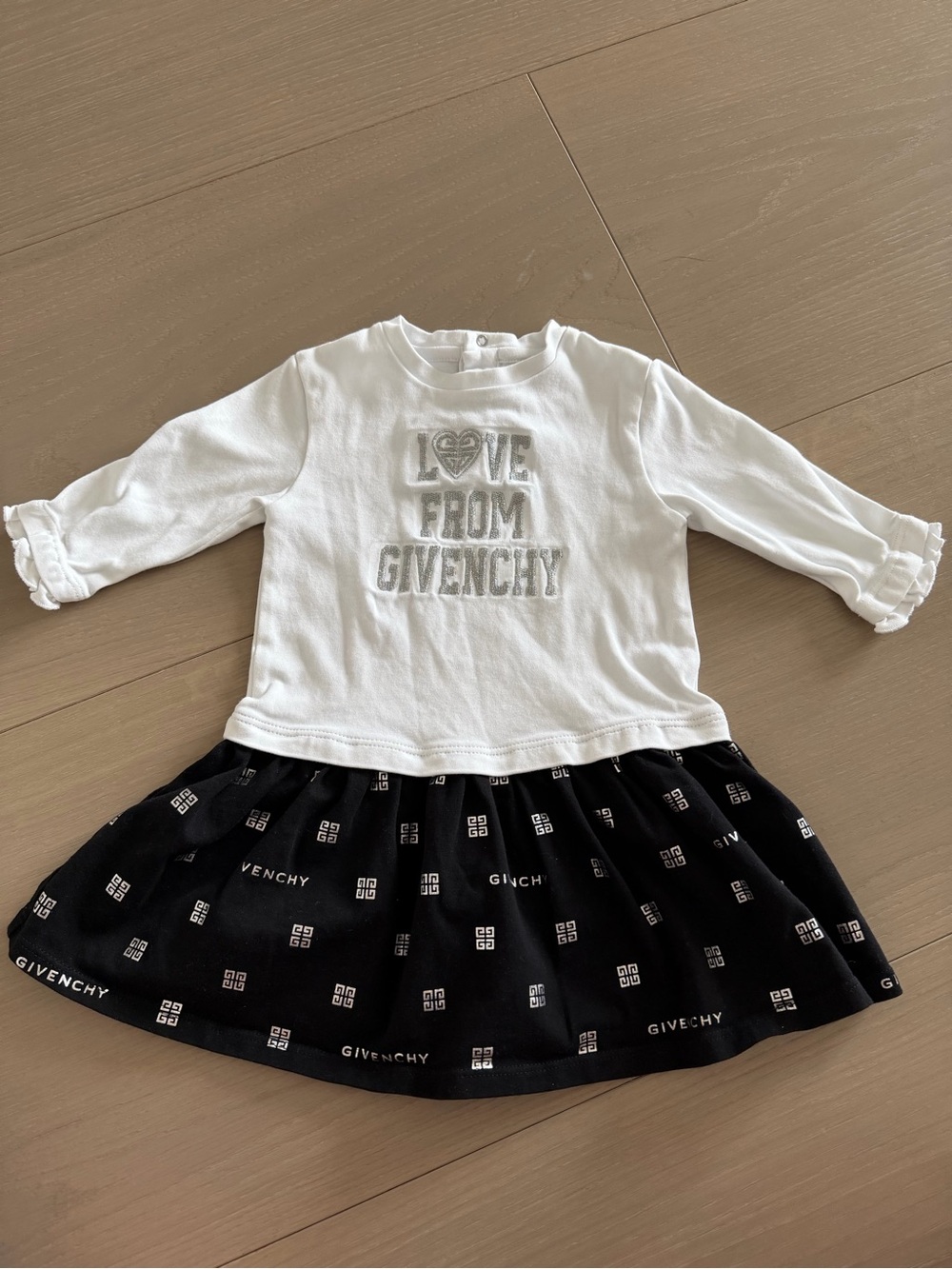 Givenchy Baby Logo Dress - White & Black - 12M